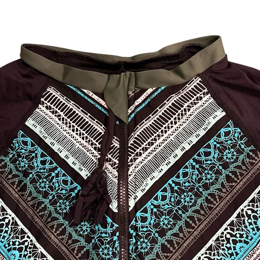 Beach House Sport Swimsuit Black Green Surfer Long Sleeve One Piece Girls 12